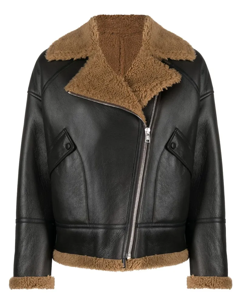 Yves Salomon Lederjacke mit Reißverschluss - Braun Braun