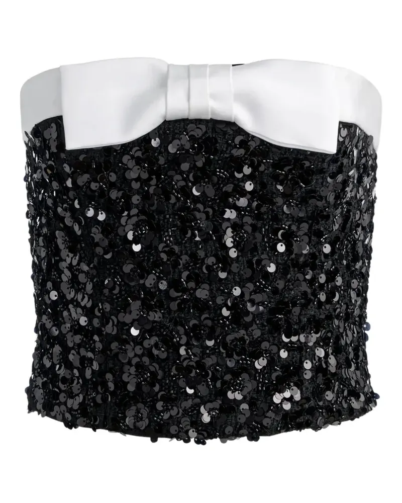 Alice + Olivia Verziertes Katya Oberteil mit Schleifendetail - Schwarz Schwarz