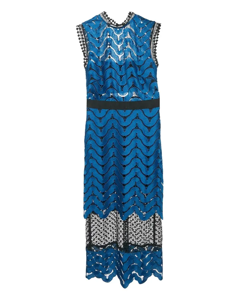 Self-Portrait Kleid mit Spitze - Blau Blau