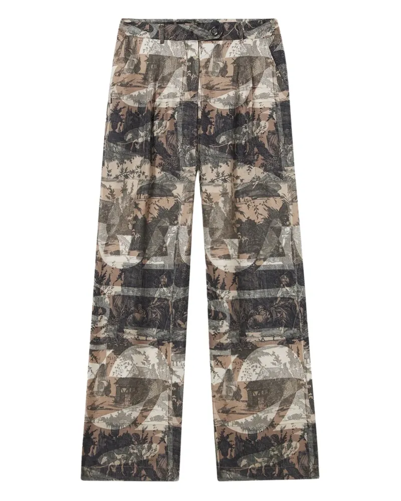 Pierre-Louis Mascia Cialda Seidenhose mit Print - Grau Grau