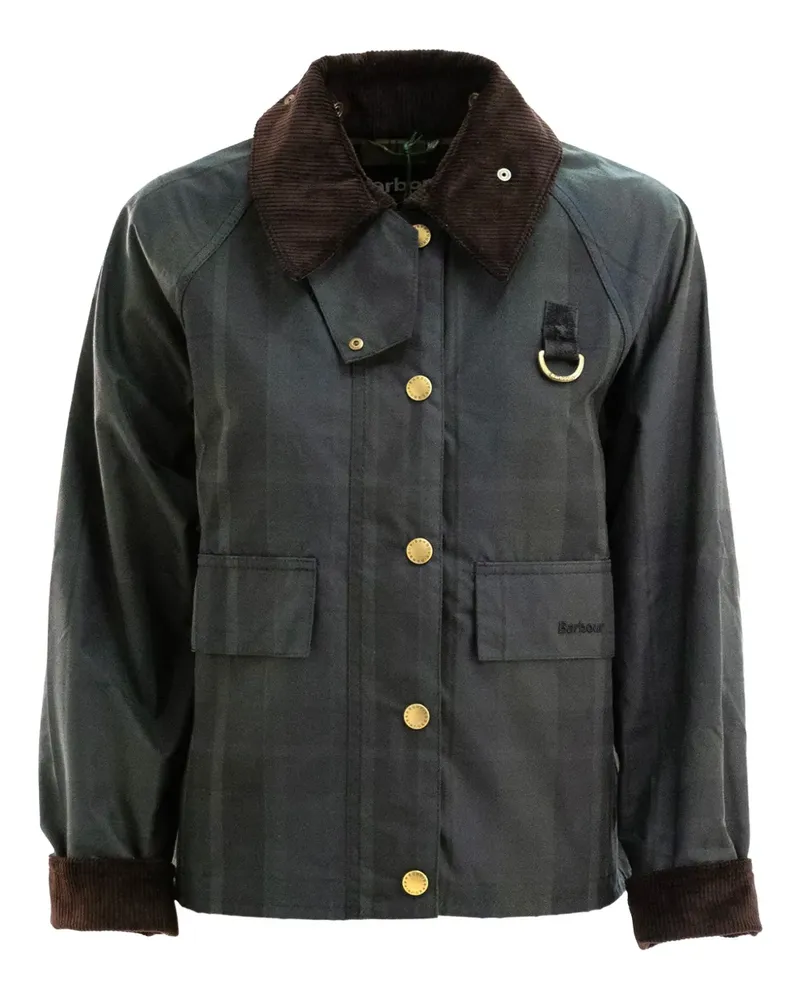 Barbour Karierte Jacke mit Cordkragen - Schwarz Schwarz