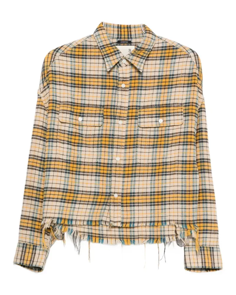 R13 plaid frayed shirt - Gelb Gelb