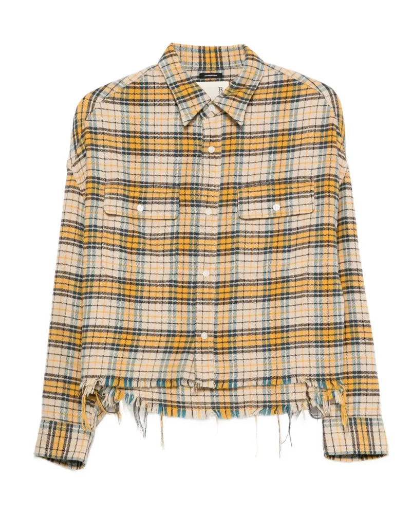 R13 plaid frayed shirt - Gelb Gelb