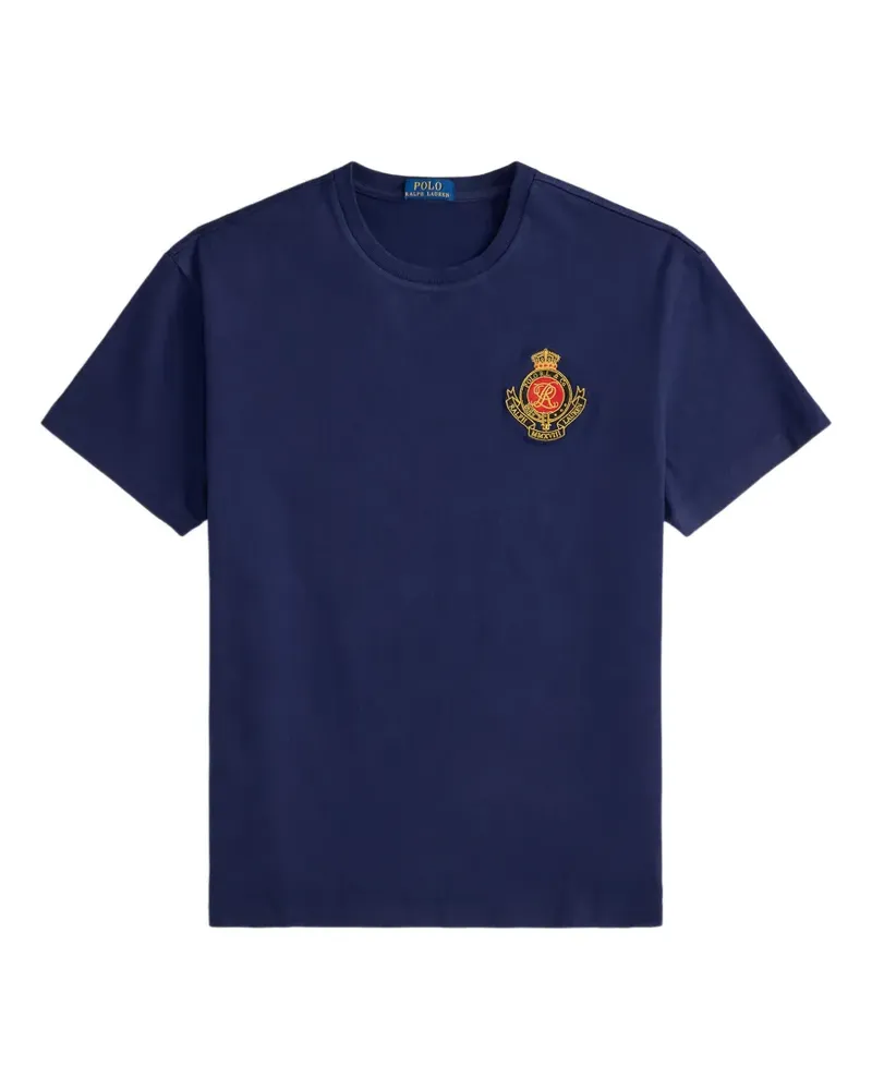 Ralph Lauren Baumwoll-T-Shirt mit Wappenstickerei - Blau Blau
