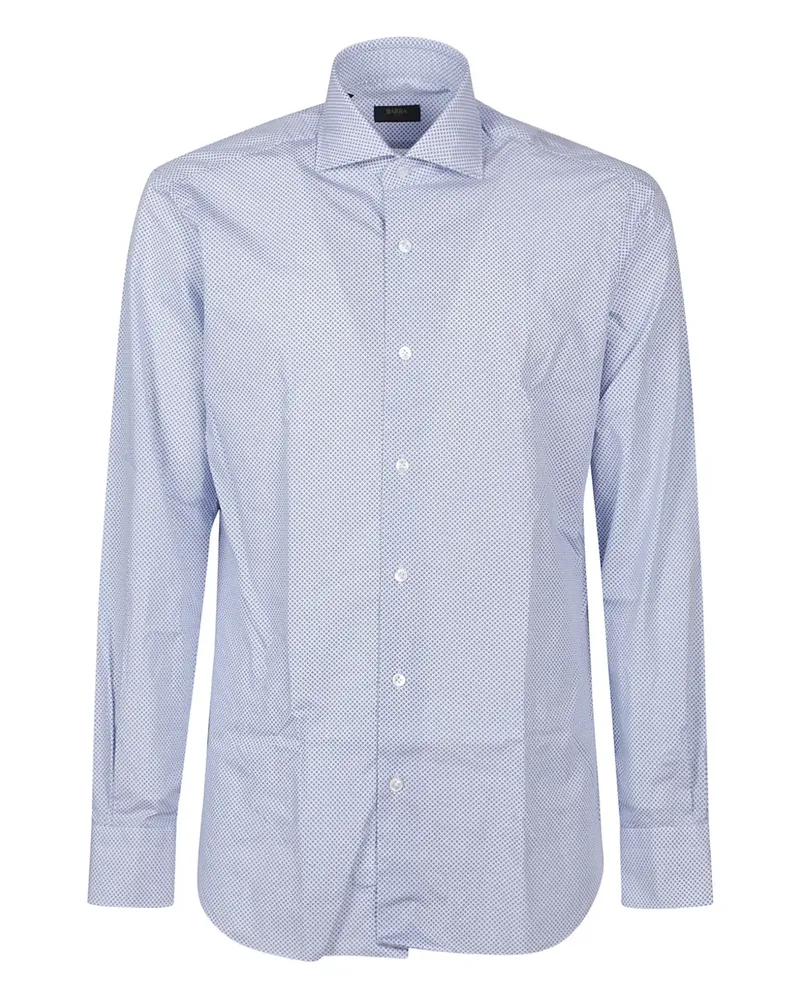 BARBA Hemd mit Mikro-Muster - Blau Blau