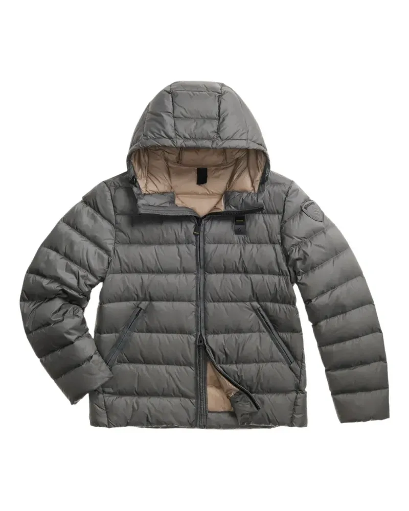 Blauer Gesteppte Kapuzenjacke - Grau Grau
