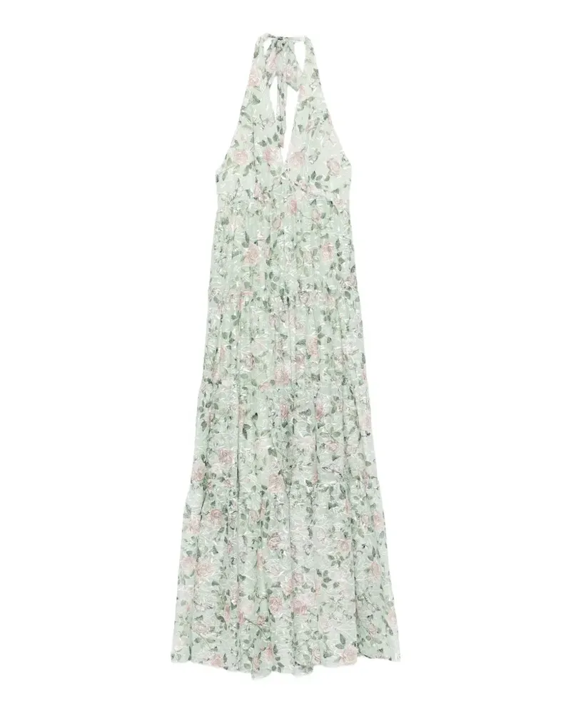 Alice + Olivia deep-V tiered maxi dress - Grün Grün