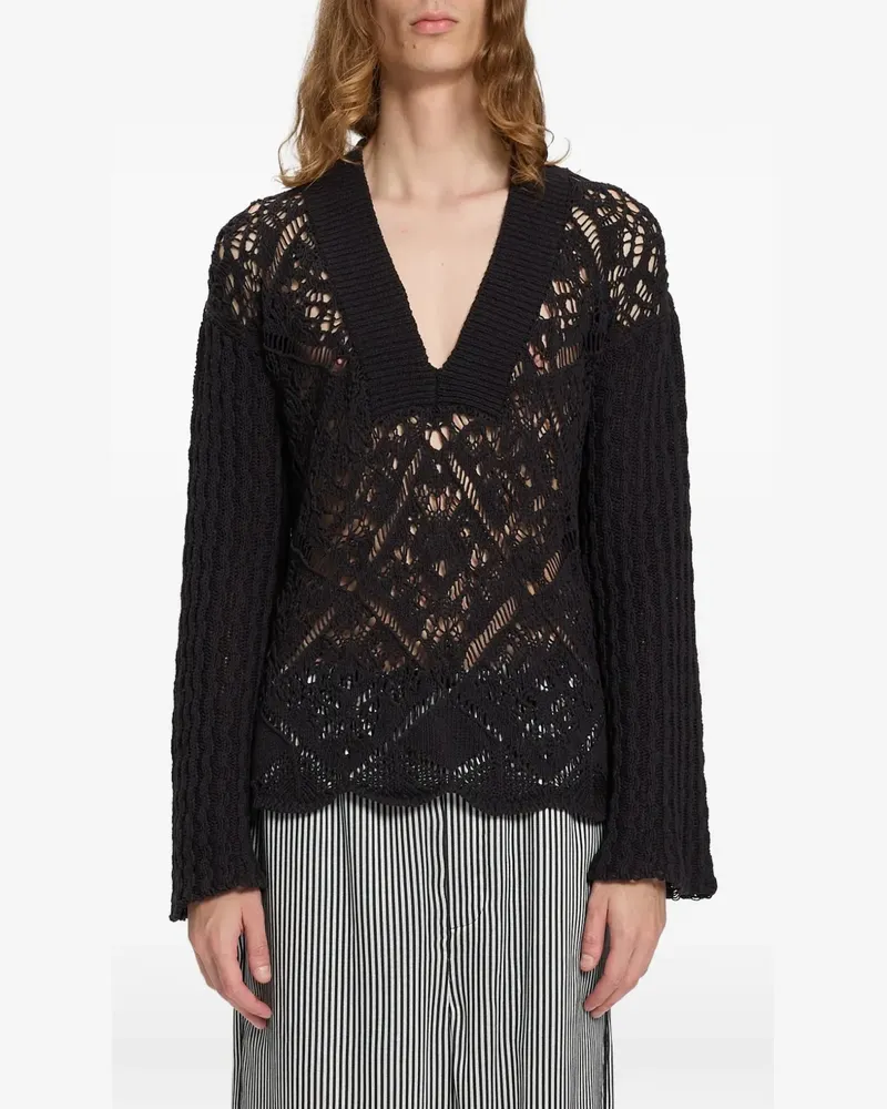 Ann Demeulemeester Grob gestrickter Pullover - Schwarz Schwarz