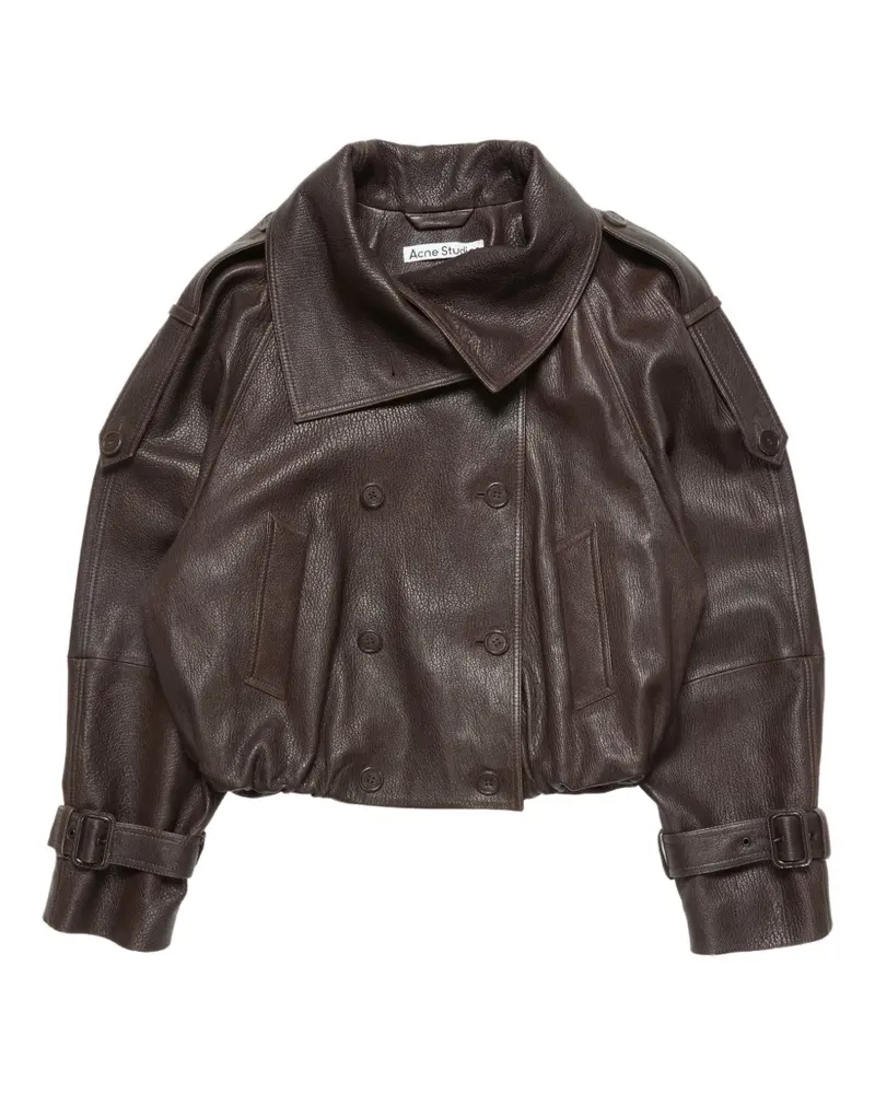 Acne Studios cropped leather trench coat - Braun Braun