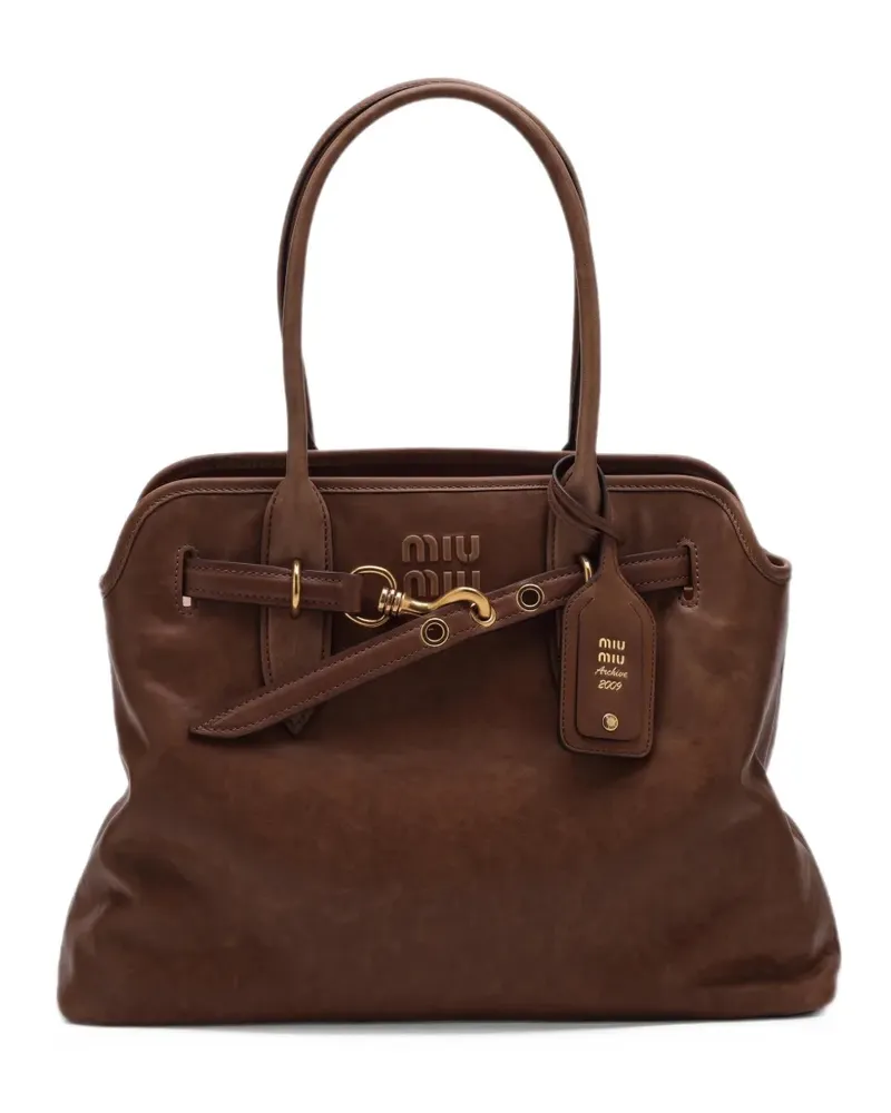Miu Miu Aventure Tote Bag aus Nappaleder - Braun Braun