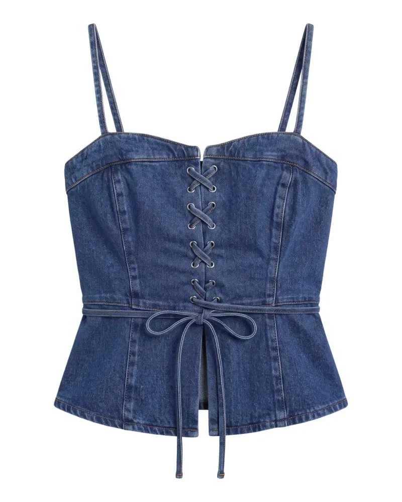 Reformation Clayten lace-up peplum top - Blau Blau