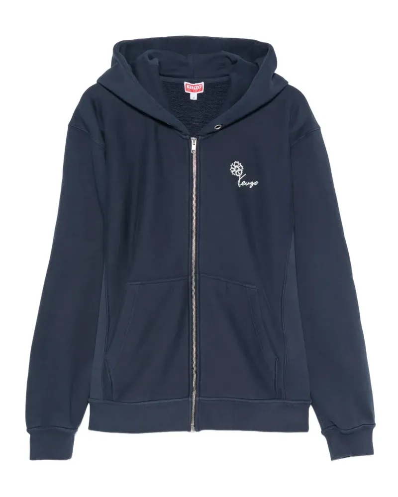 Kenzo floral-print zip-up hoodie - Blau Blau