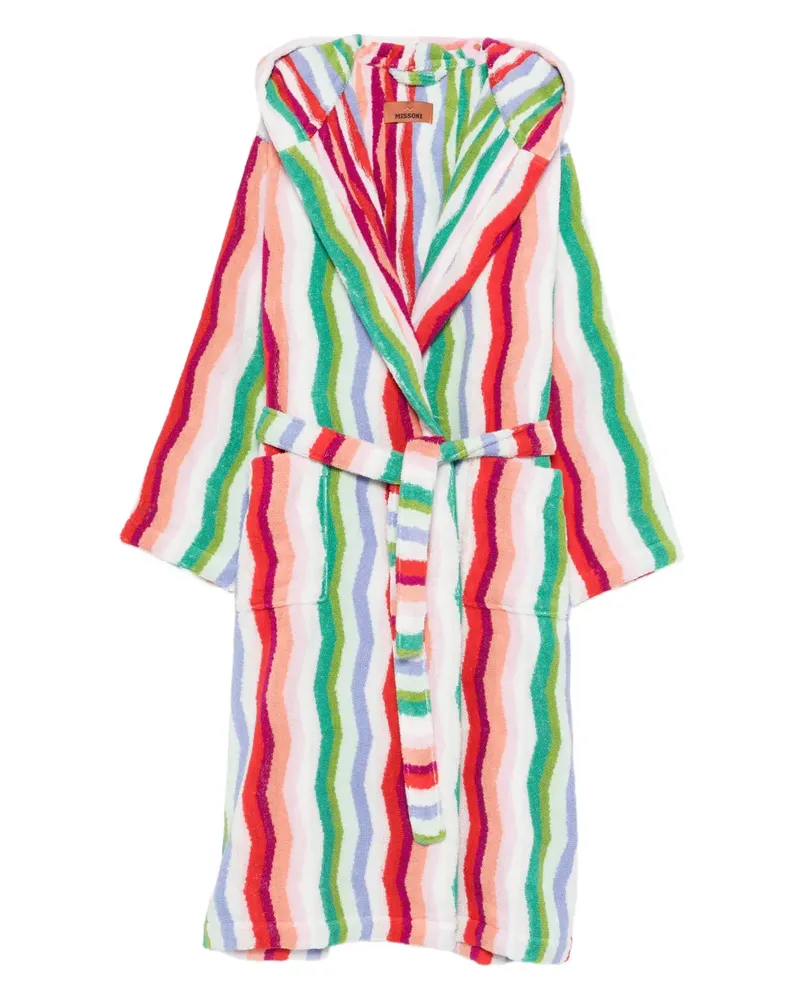Missoni Home hooded stripe-pattern bath robe - Weiß Weiß