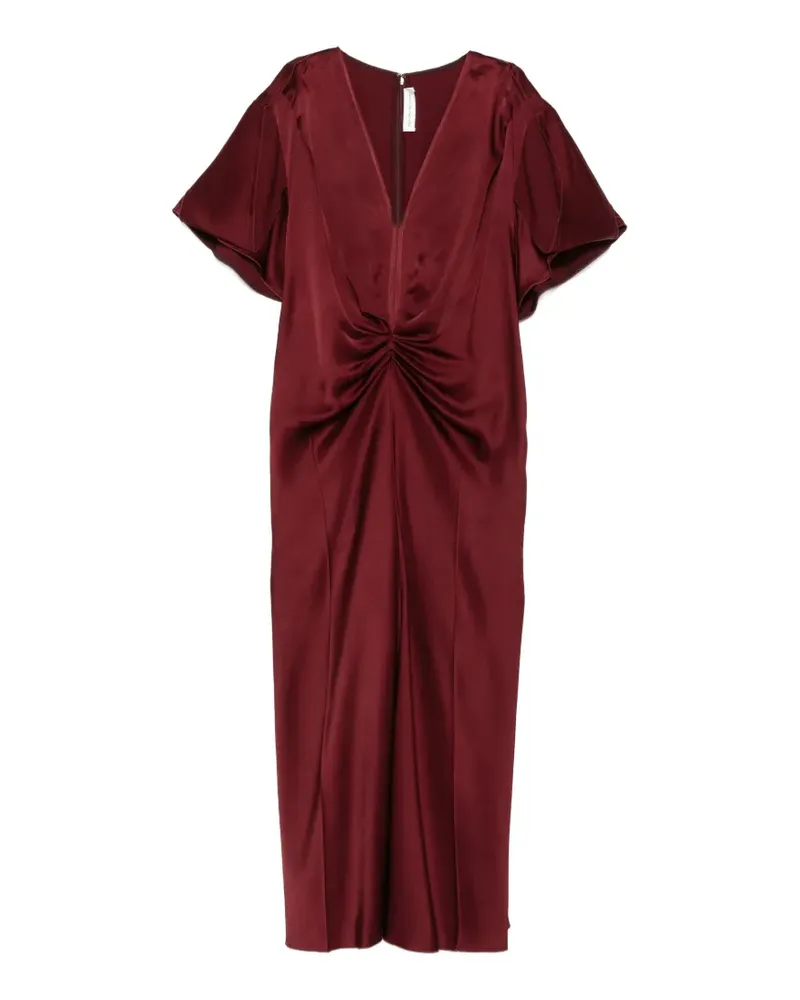 Victoria Beckham V-neck gathered midi dress - Rot Rot