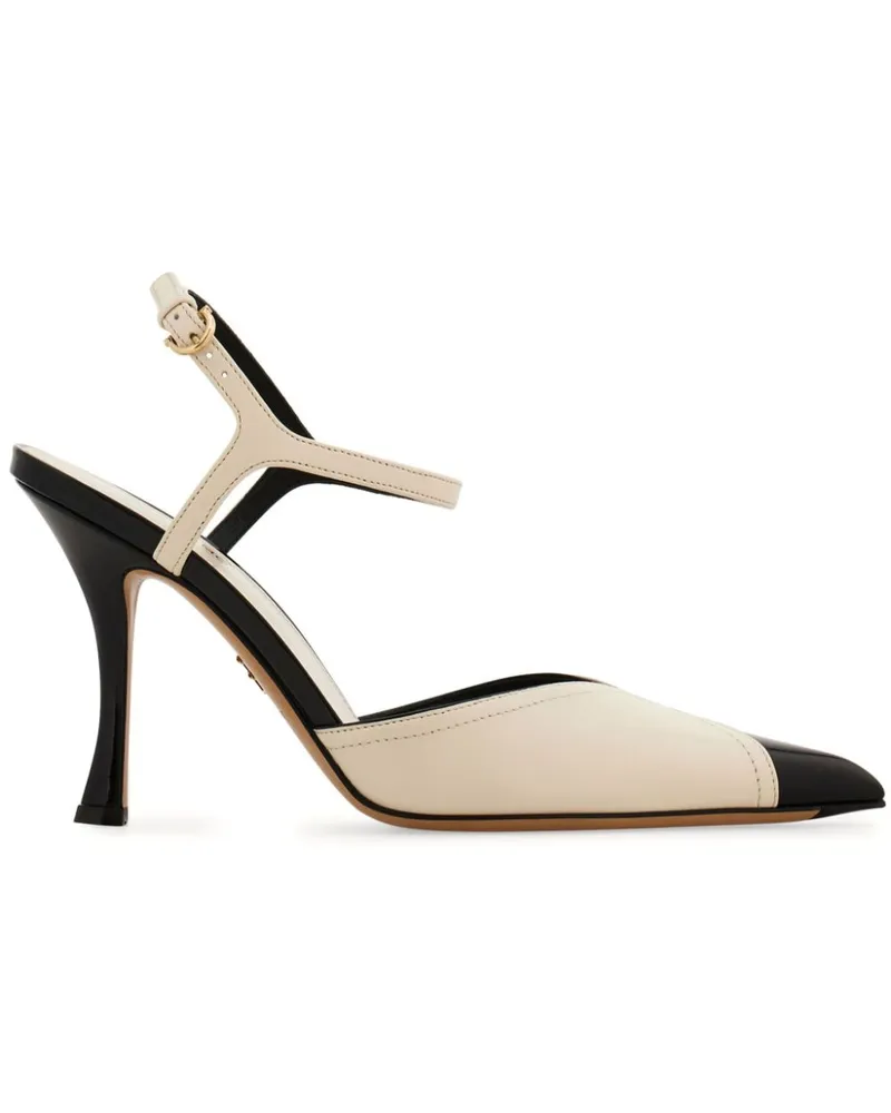 Ferragamo Pumps mit Kontrasteinsätzen 95mm - Nude Nude