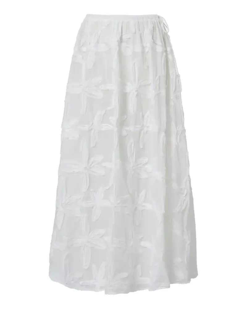 FARM Rio floral-appliqué long skirt - Weiß Weiß