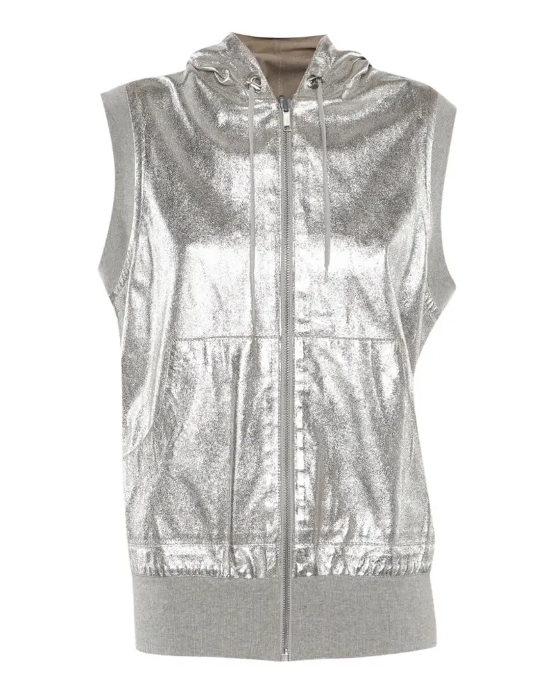 Joseph sleeveless hooded leather jacket - Silber Silber