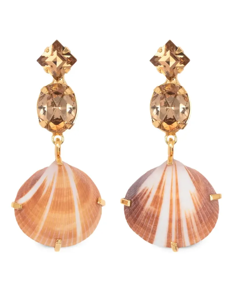 Jennifer Behr Uriel crystal-embellished shell earrings - Gold Gold