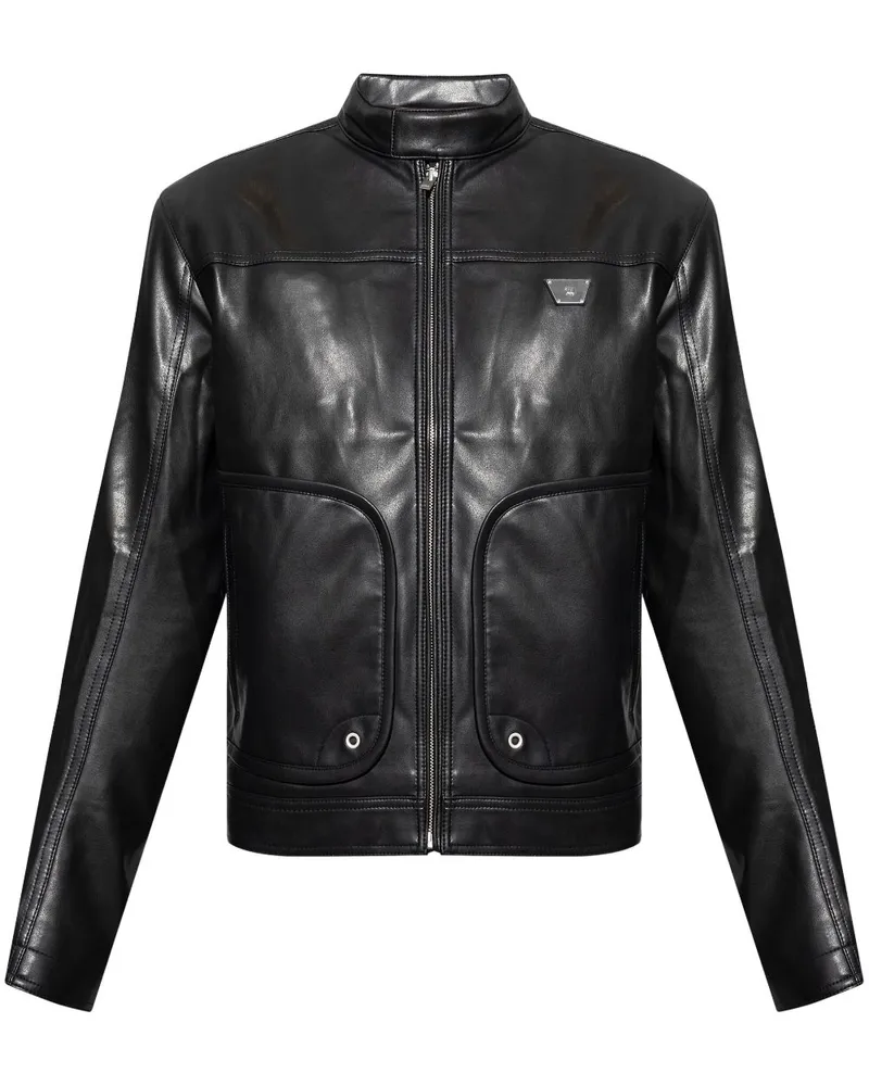 MISBHV Lederjacke mit Reißverschluss - Schwarz Schwarz