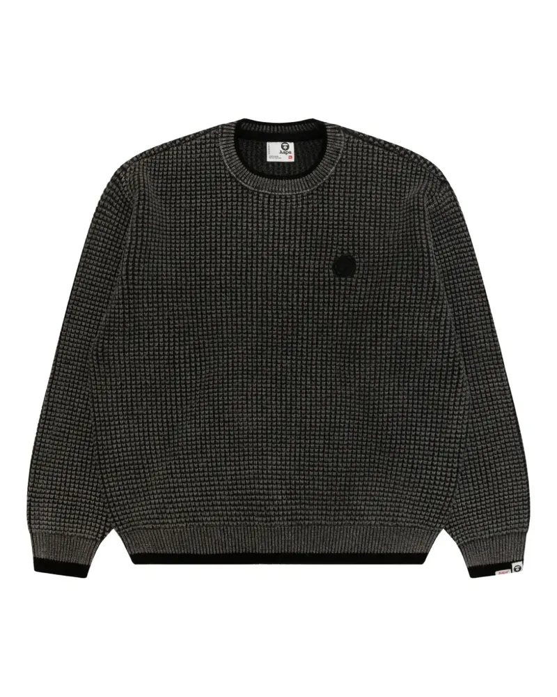 BAPE Pullover in Waffelstrick mit Logo-Patch - Schwarz Schwarz