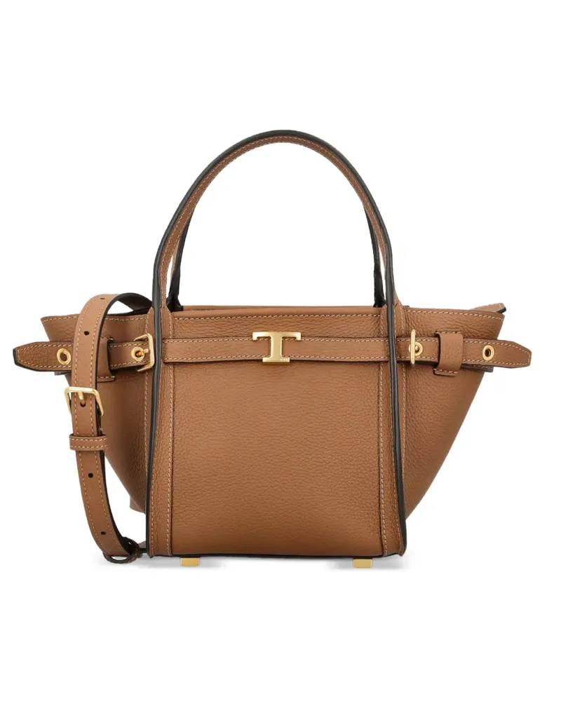 TOD'S T Signature leather tote bag - Nude Nude
