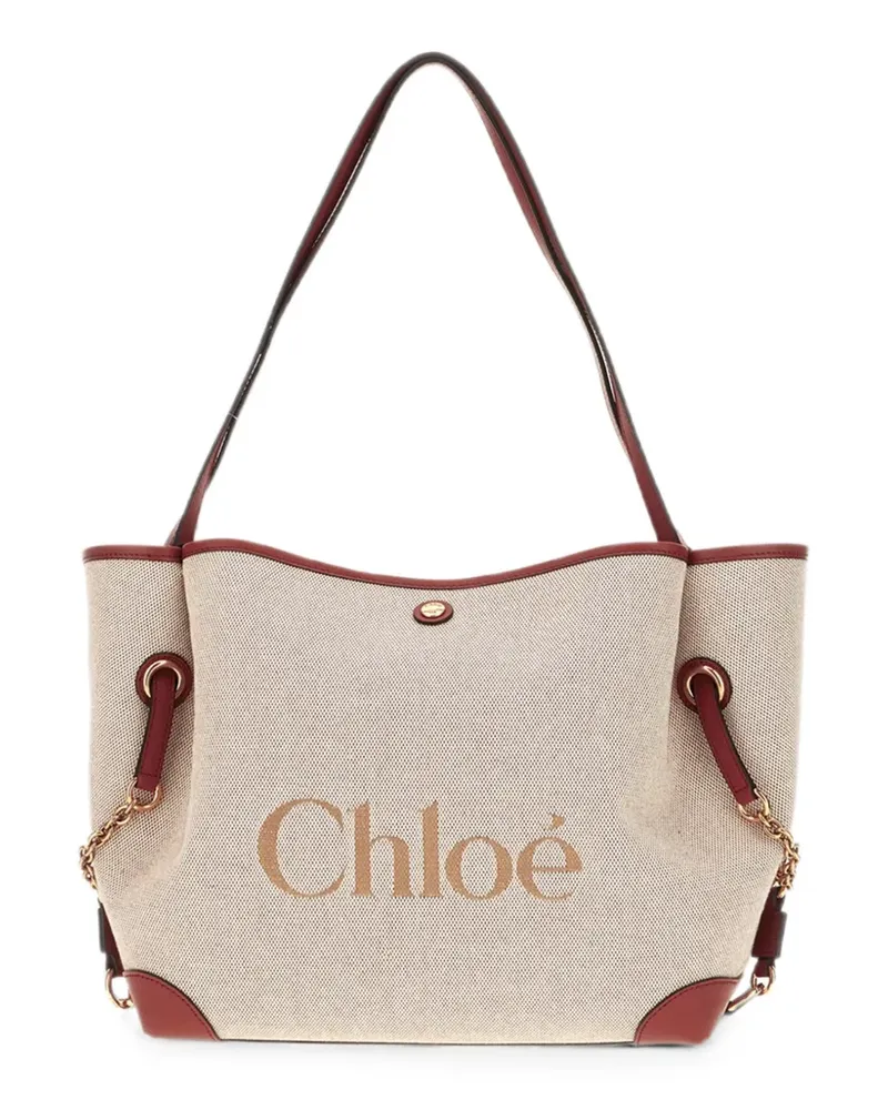Chloé Clover logo-print calf leather-trim shoulder bag - Nude Nude