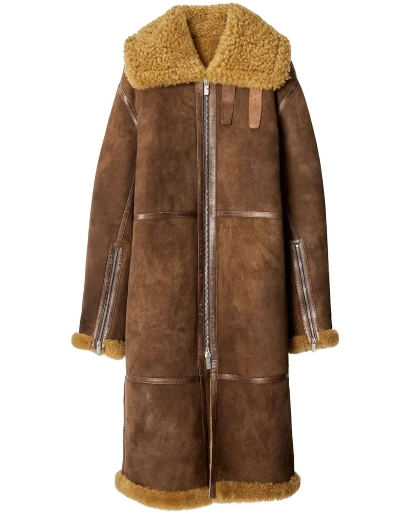 Burberry Shearling-Mantel - Braun Braun