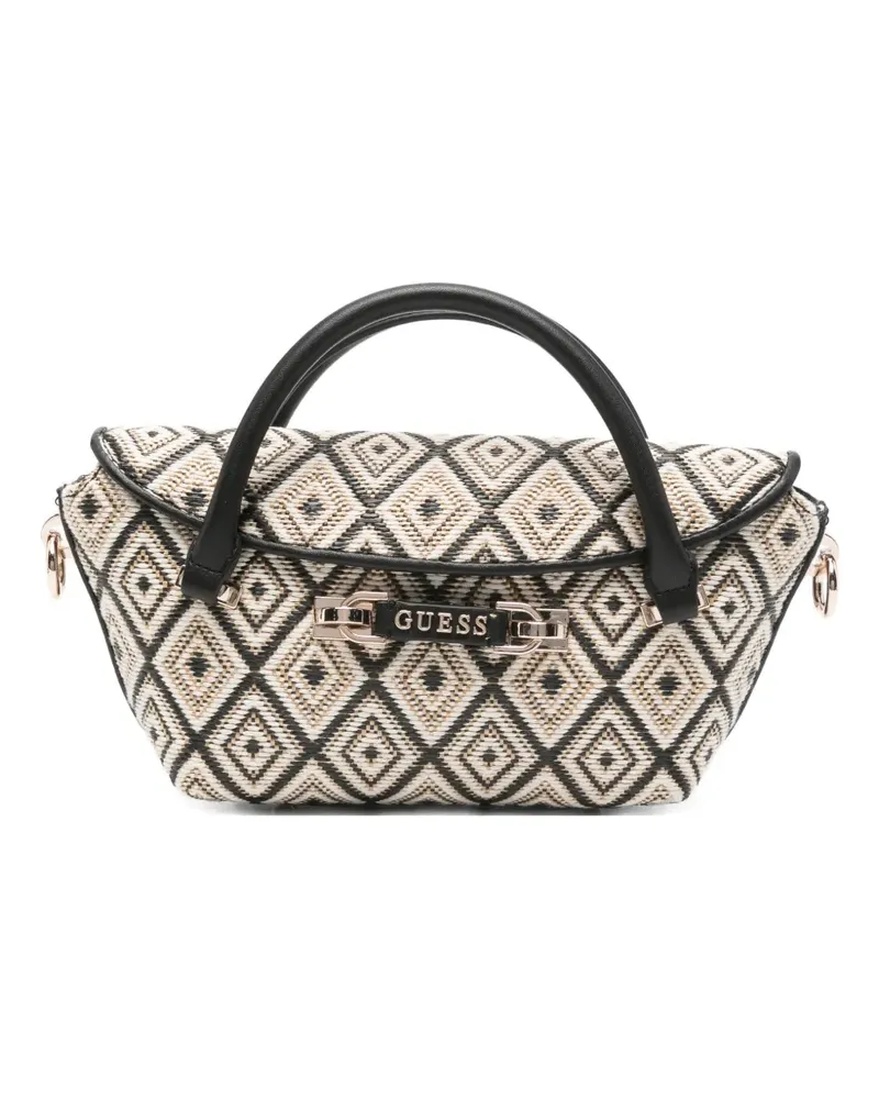 Guess Mini Sophia Tote Bag mit Rautenmuster - Nude Nude