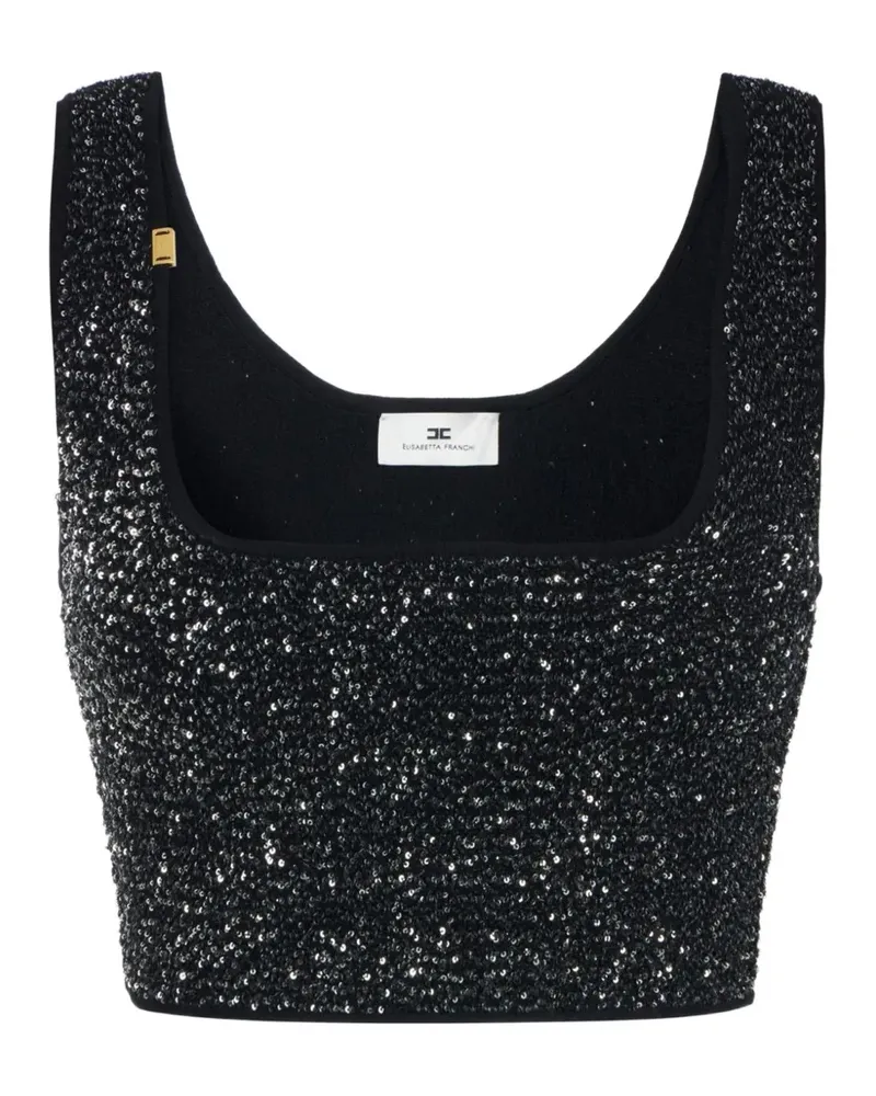 Elisabetta Franchi Gestricktes Oberteil mit Pailletten - Schwarz Schwarz
