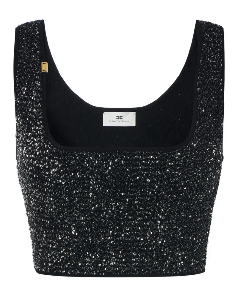 Elisabetta Franchi Gestricktes Oberteil mit Pailletten - Schwarz Schwarz