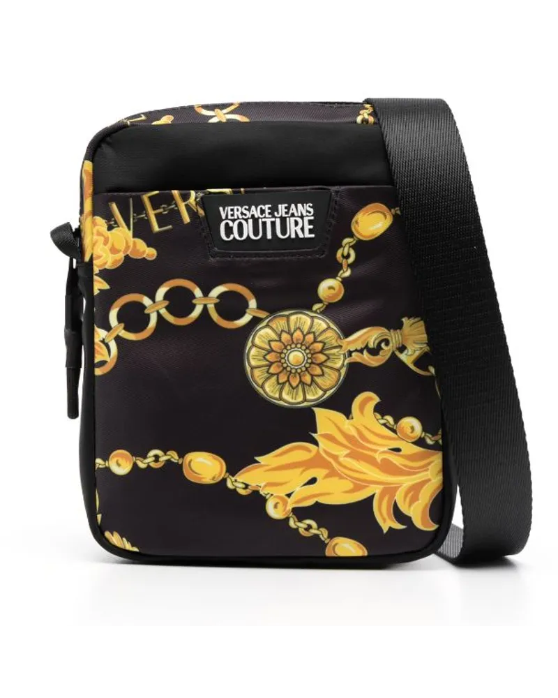 Versace Jeans Schultertasche mit Barockmuster Schwarz