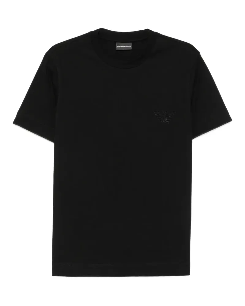 Emporio Armani logo-embroidered T-shirt - Schwarz Schwarz