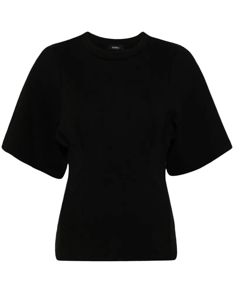 GOEN.J Gerafftes T-Shirt Schwarz