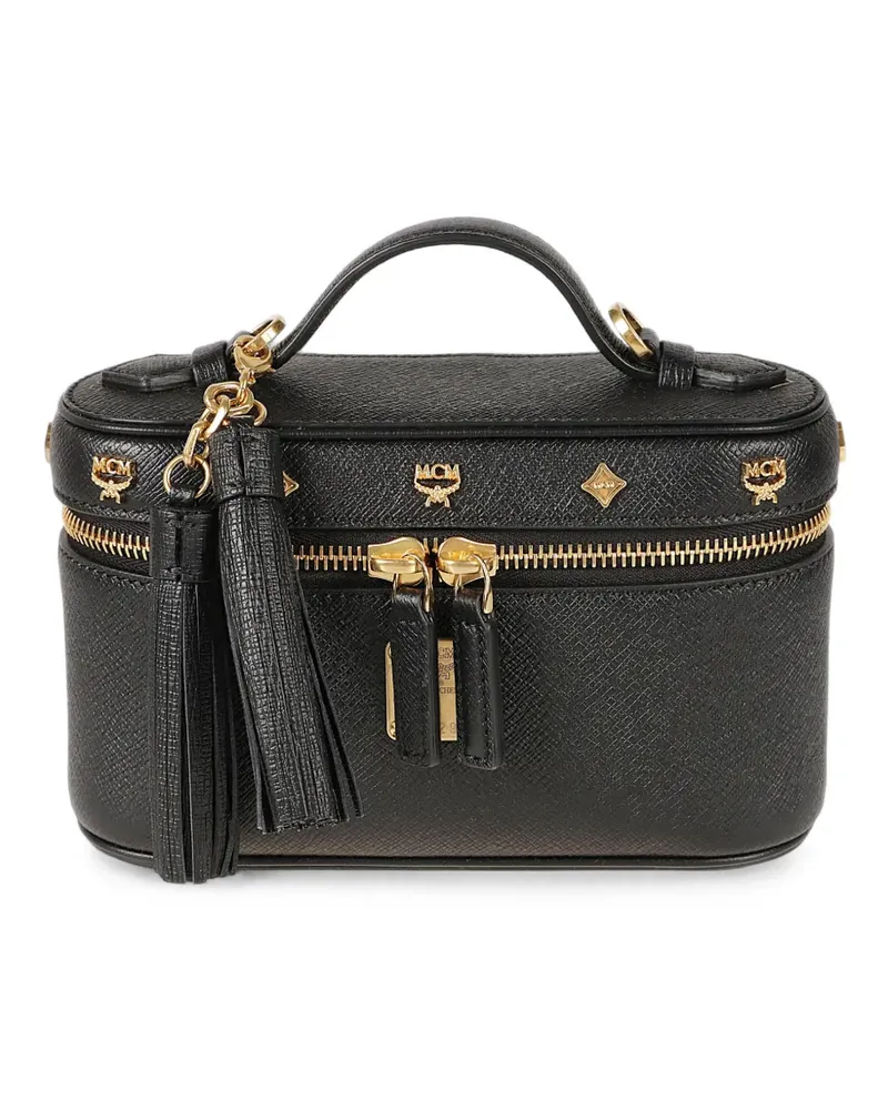 MCM Pina logo-stud leather vanity bag - Schwarz Schwarz