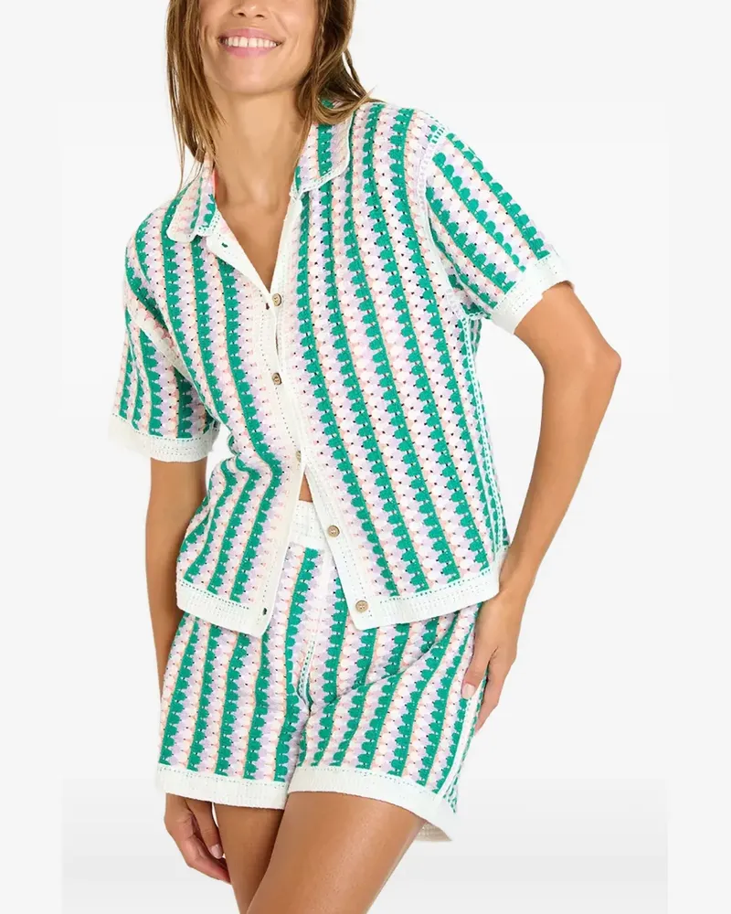 Banana Moon crochet-knit striped shirt - Weiß Weiß