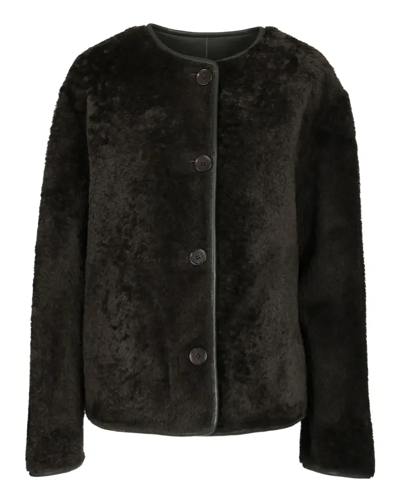 Arma Jacke aus Lammleder mit Knopfverschluss - Schwarz Schwarz