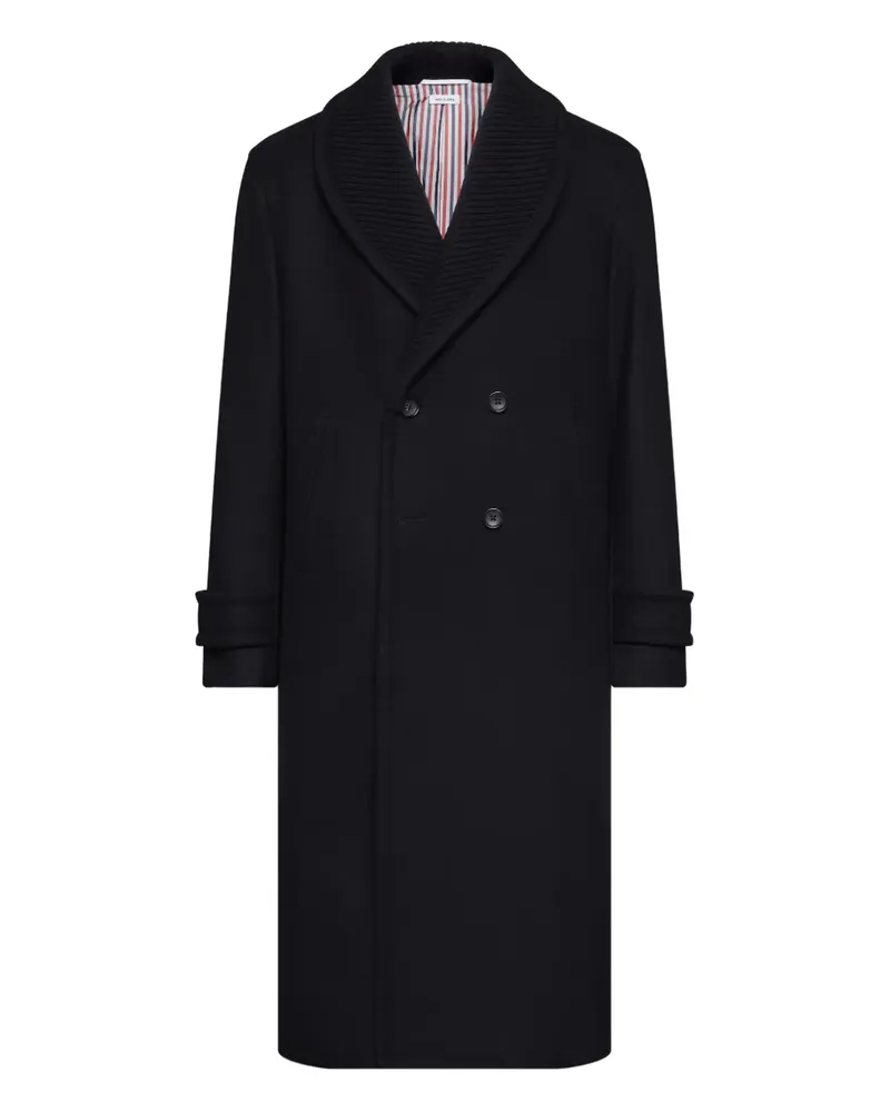 Thom Browne Mantel mit Kragenschal - Schwarz Schwarz