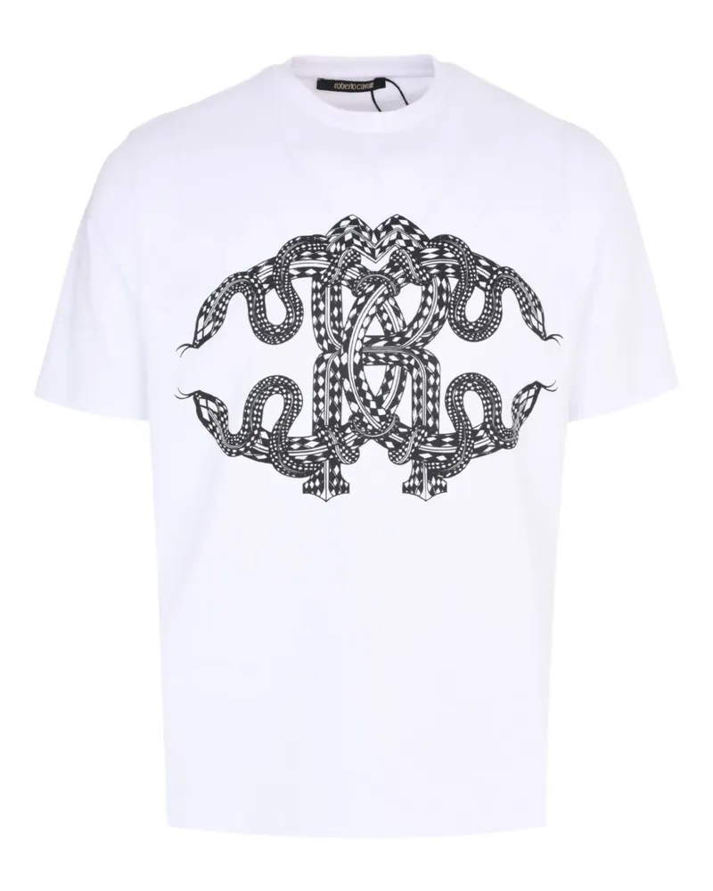 Roberto Cavalli T-Shirt mit Schlangen-Print - Weiß Weiß