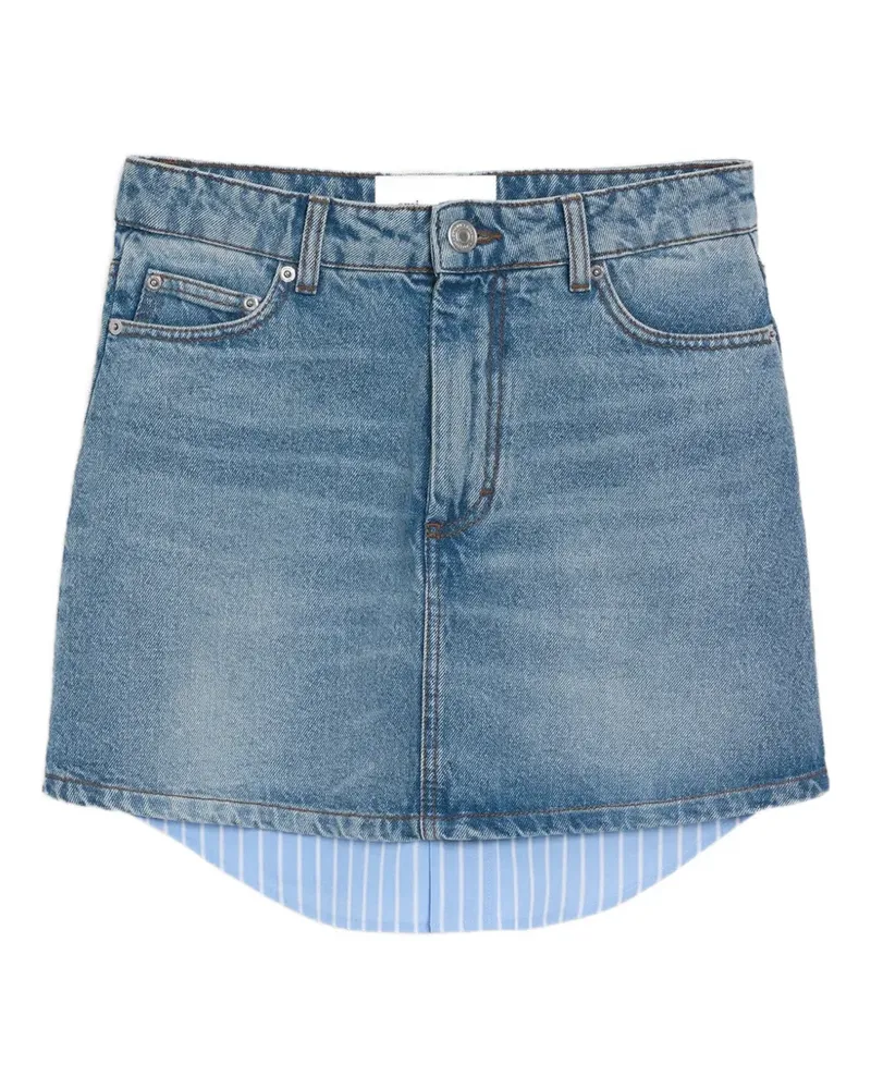 AMI Paris Jeans-Minirock mit gestreiftem Einsatz - Blau Blau