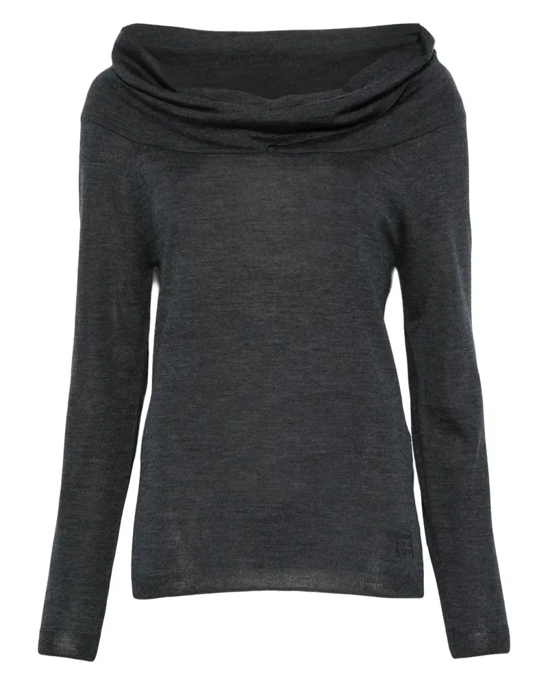 Semicouture Pullover mit Wasserfallkragen - Grau Grau