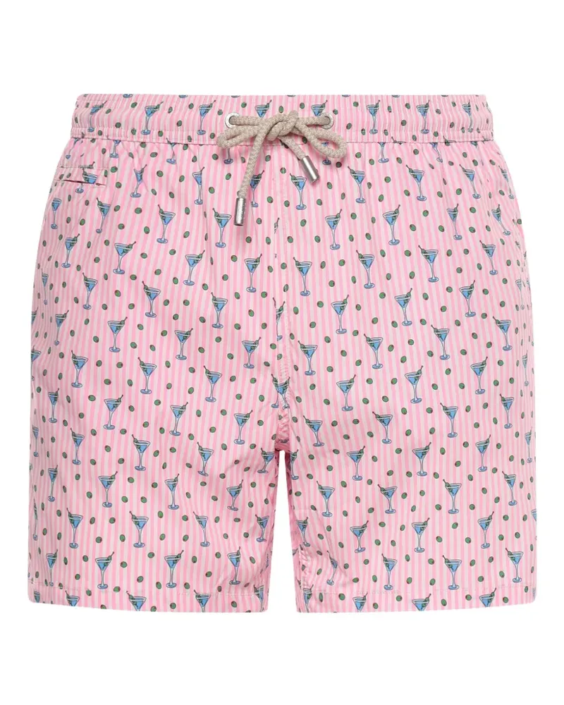 MC2 Saint Barth cocktail-print striped swim shorts - Rosa Rosa