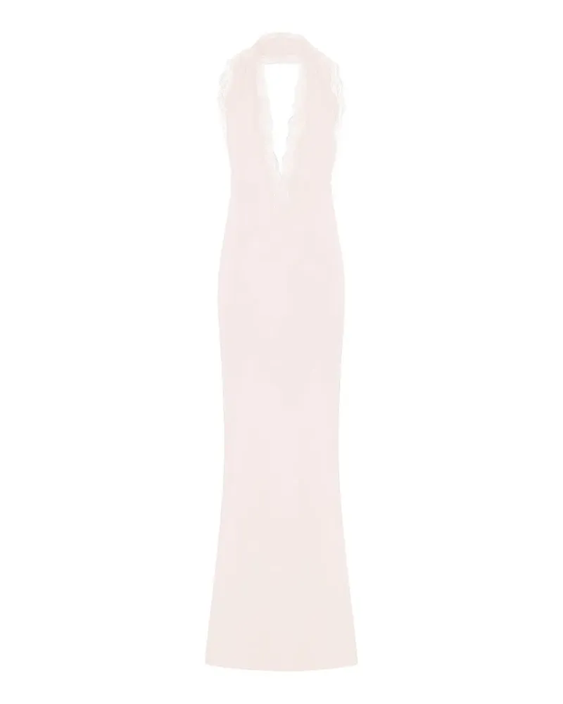 16ARLINGTON Malena lace-trimmed satin dress - Rosa Rosa