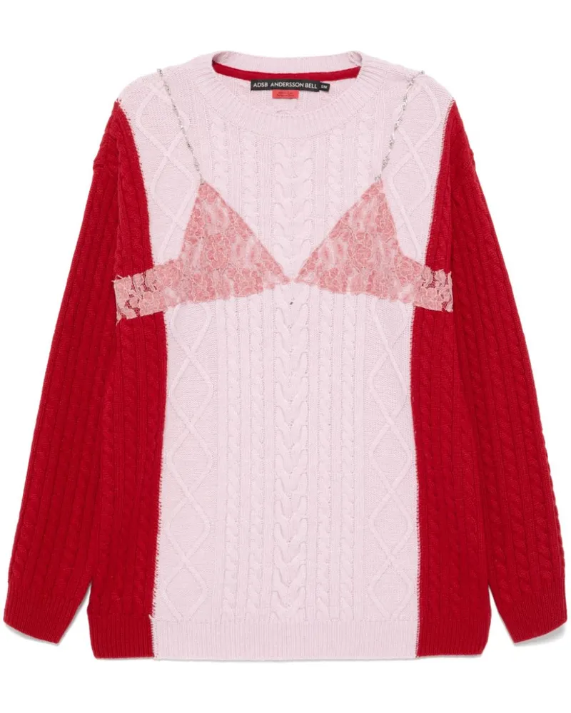 Andersson Bell Lingerie-Pullover mit Spitze - Rosa Rosa