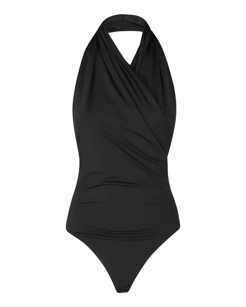 ANDAMANE Vina halterneck draped bodysuit - Schwarz Schwarz