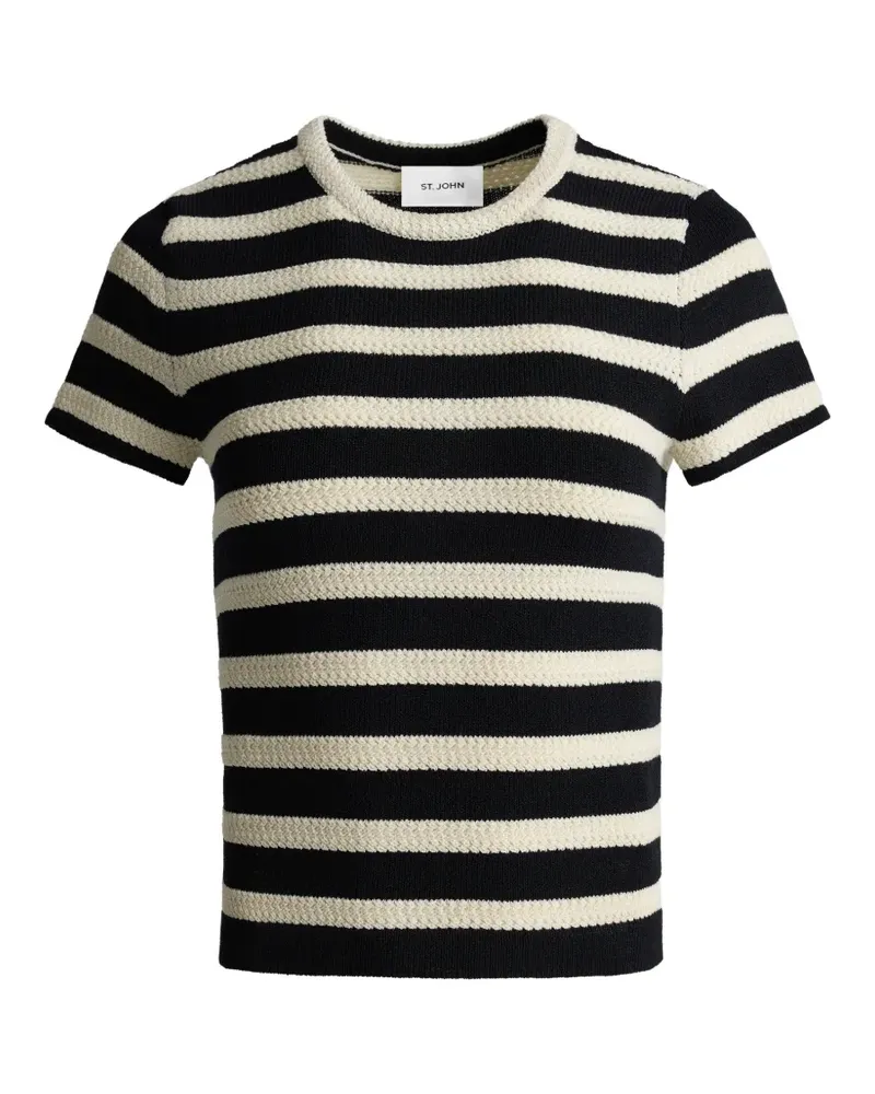 ST. JOHN breton stripe knit T-shirt - Schwarz Schwarz