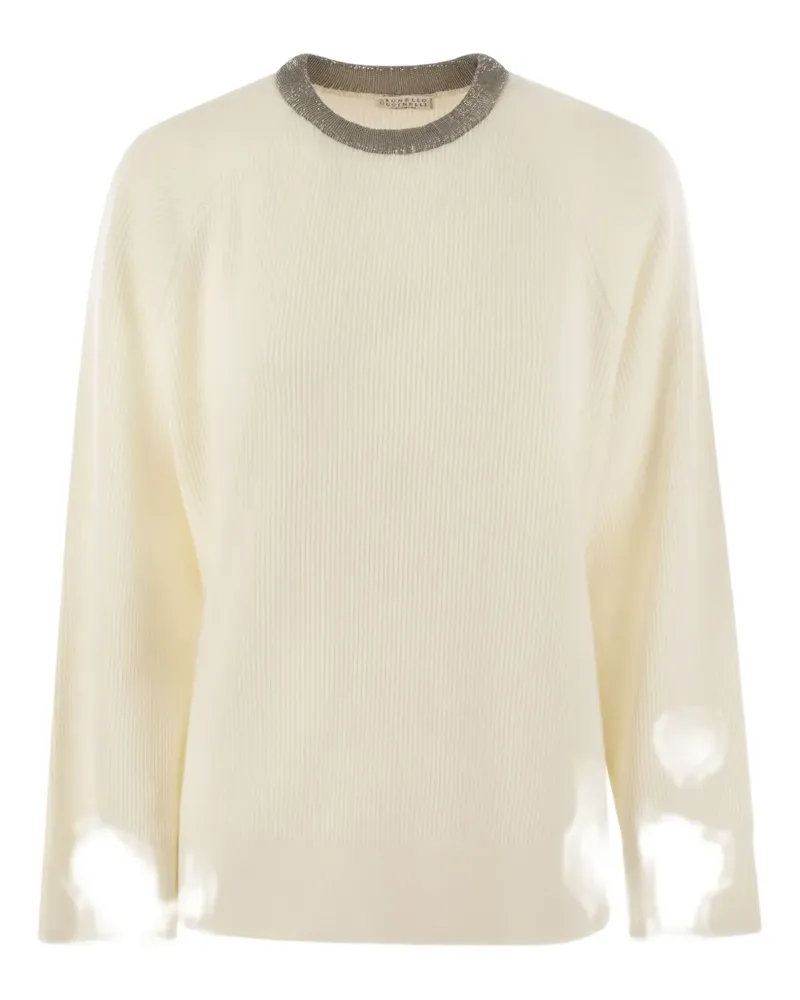 Brunello Cucinelli Gerippter Kaschmirpullover - Weiß Weiß
