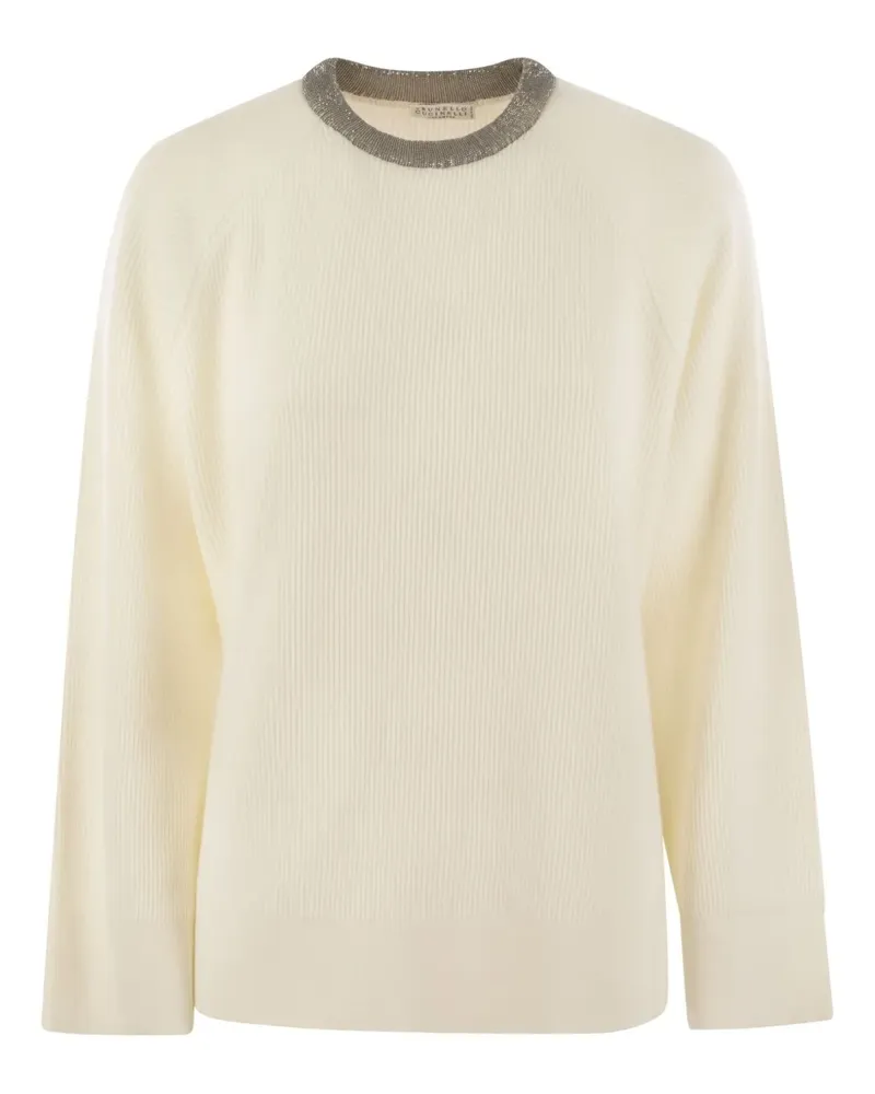 Brunello Cucinelli Gerippter Kaschmirpullover - Weiß Weiß