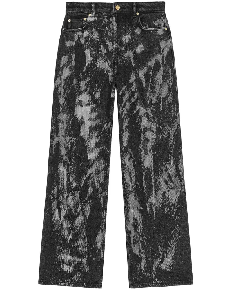 Ganni Palazzohose mit Malerei-Print - Schwarz Schwarz