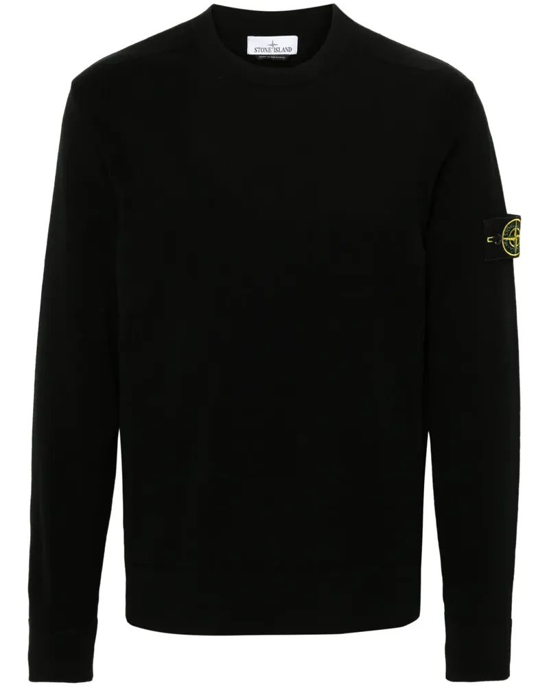 Stone Island Pullover mit Kompass-Patch - Schwarz Schwarz
