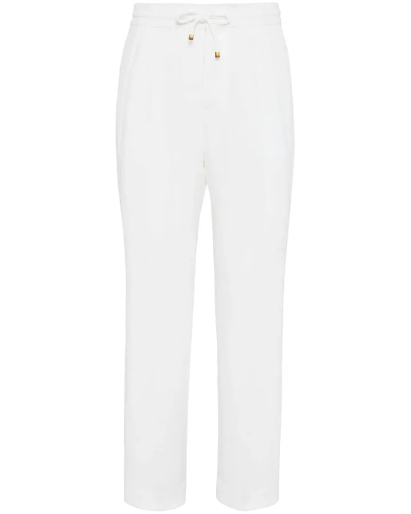 Brunello Cucinelli Leinenhose mit Kordelzug - Weiß Weiß